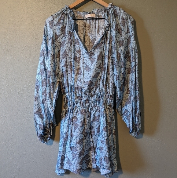 Ramy Brook TATUM LONG SLEEVE MINI DRESS IN MYSTIC LEAF Size XS - Picture 2 of 10